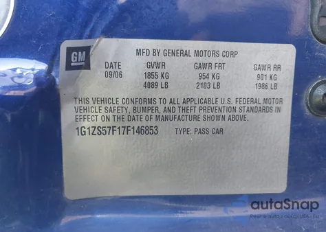 2007 Chevrolet Malibu Ls из США, поврежденный, VIN 1G1ZS57F17F146853